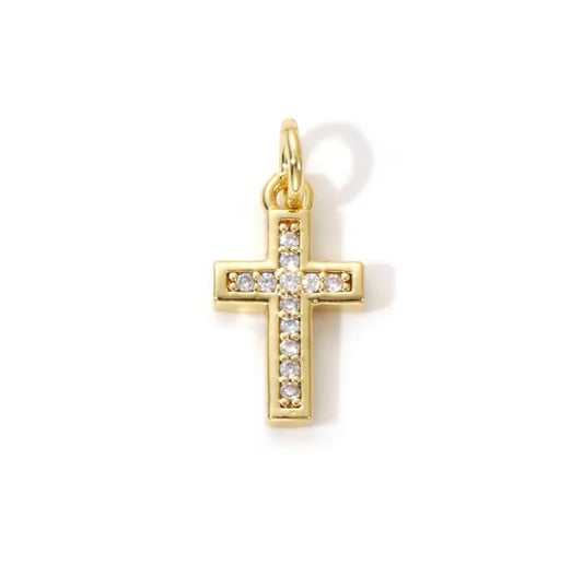 18k gold cubic zirconia cross